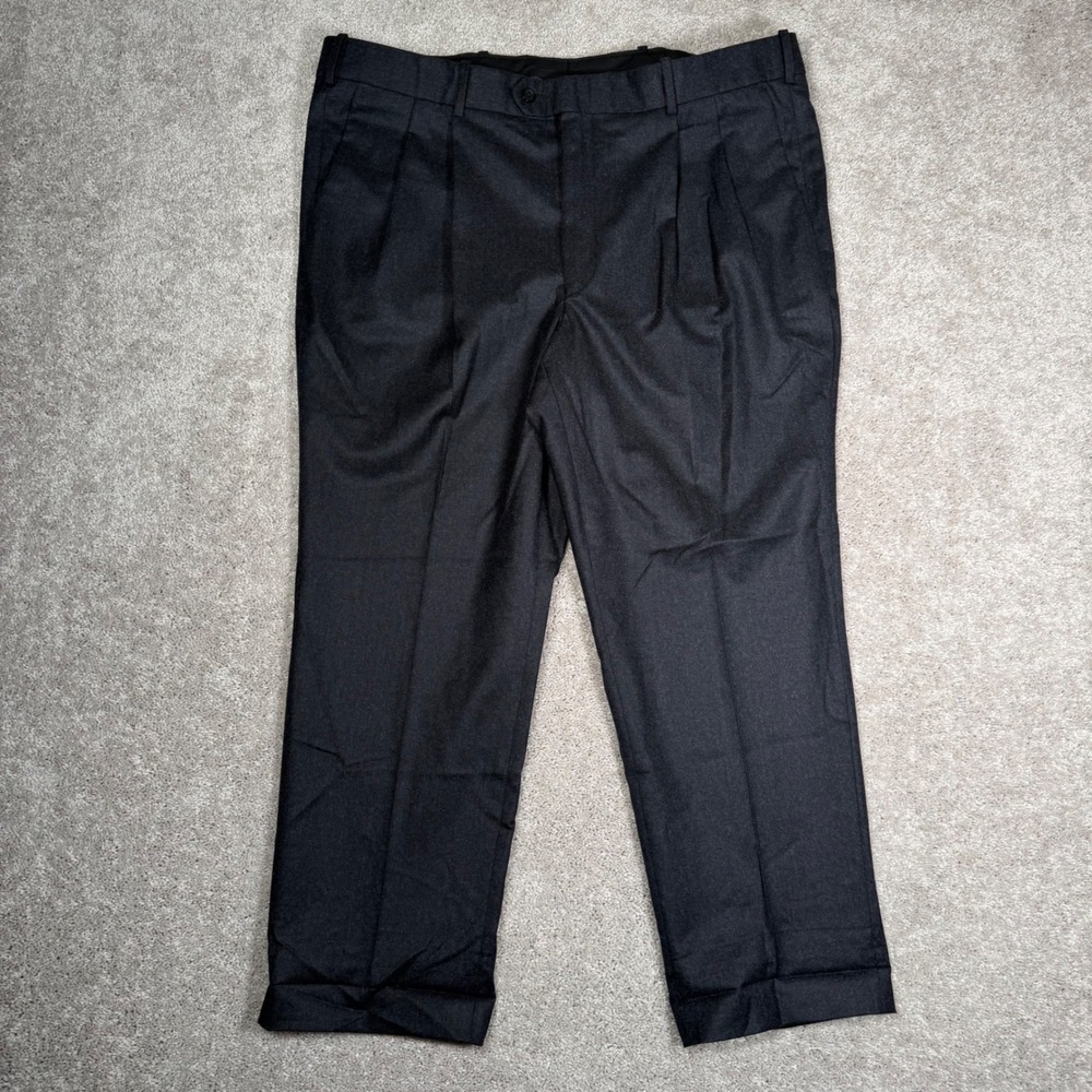 Vitale Barberis‎ Canonico Gray Pleated Cuffed Dress Pants Trousers 40S (38x28)